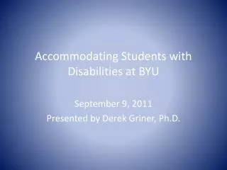 Accommodating Students with Disabilities at BYU