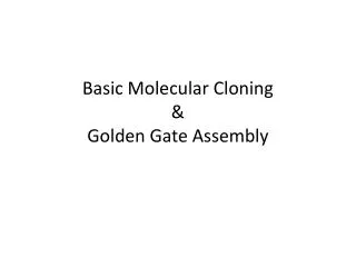 Basic Molecular Cloning &amp; Golden Gate Assembly