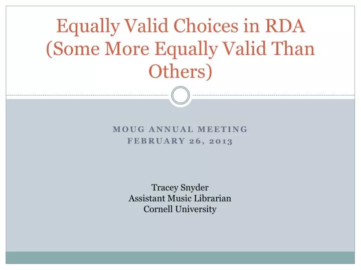 equally valid choices in rda some more equally valid than others