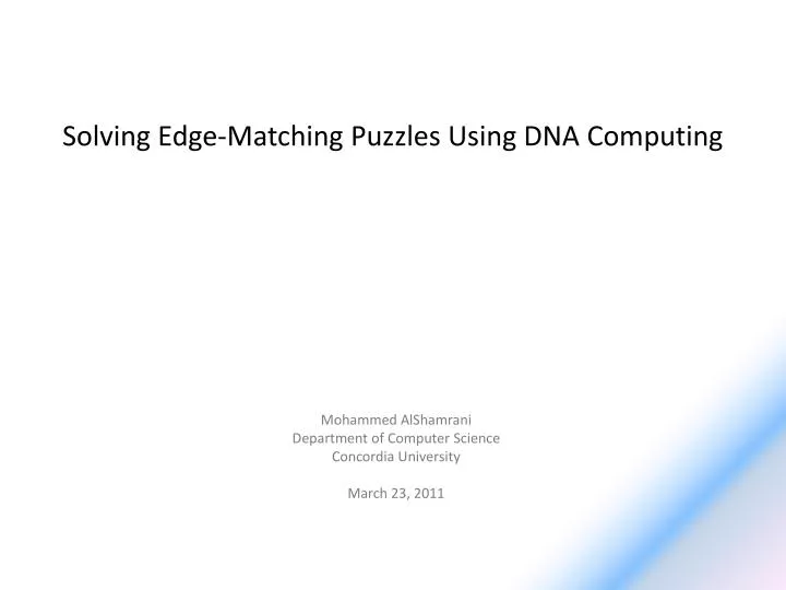 solving edge matching puzzles using dna computing