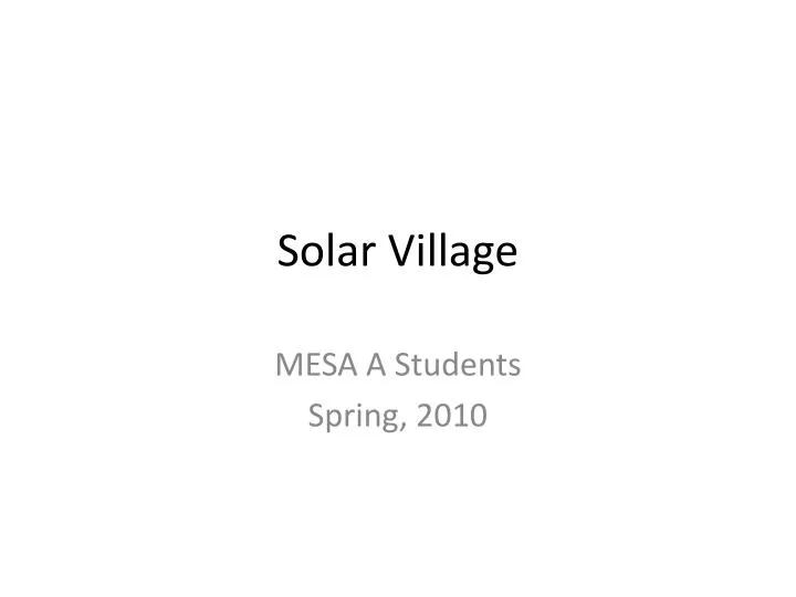 solar village