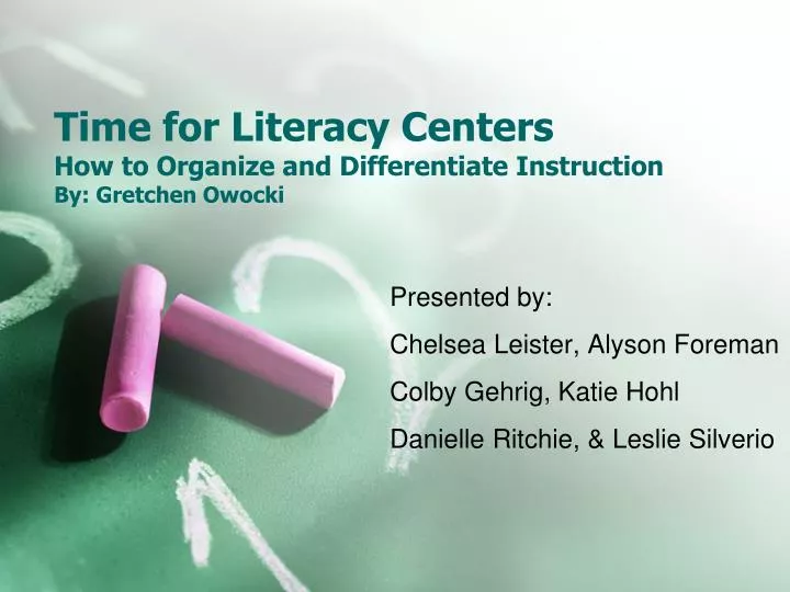 time for literacy centers how to organize and differentiate instruction by gretchen owocki