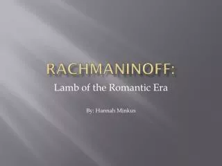Rachmaninoff: