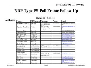 NDP Type PS-Poll Frame Follow-Up