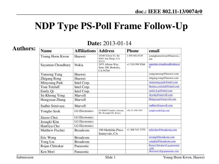 ndp type ps poll frame follow up
