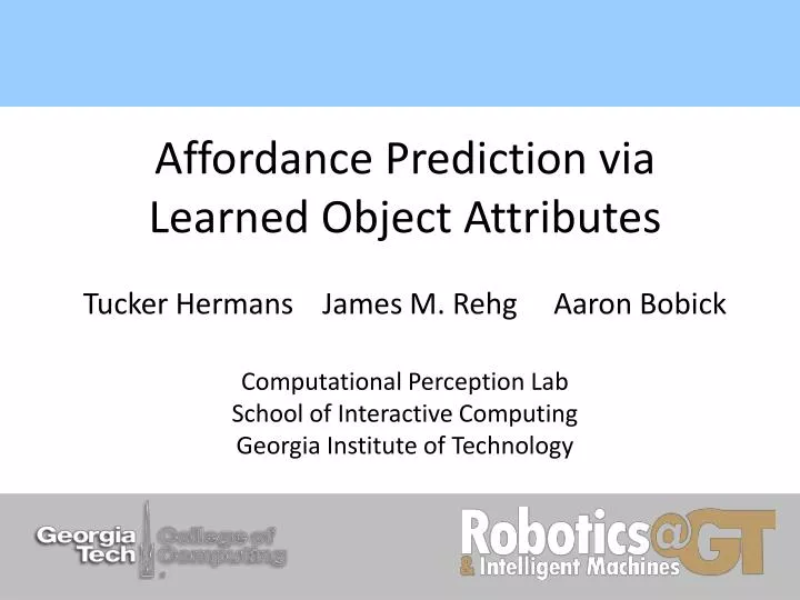 affordance prediction via learned object attributes