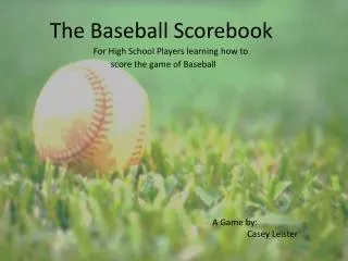 The Baseball Scorebook
