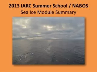 2013 IARC Summer School / NABOS Sea Ice Module Summary