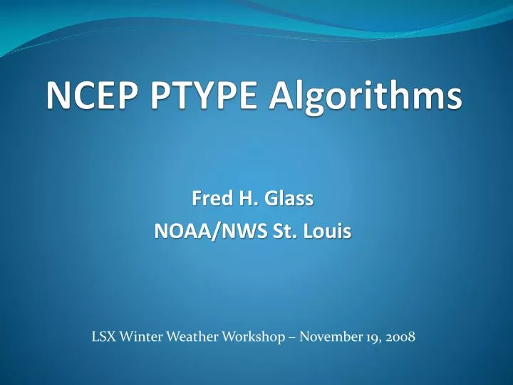 ncep ptype algorithms