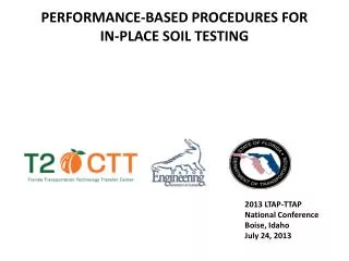 PERFORMANCE-BASED PROCEDURES FOR iN-PLACE SOil TESTING