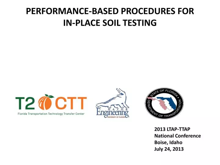 performance based procedures for in place soil testing