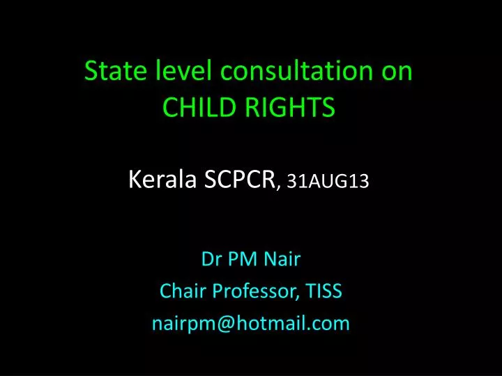 state level consultation on child rights kerala scpcr 31aug13