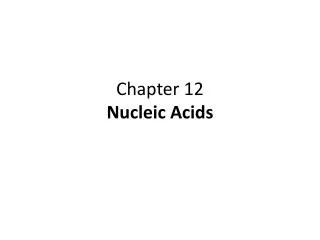 Chapter 12 Nucleic Acids