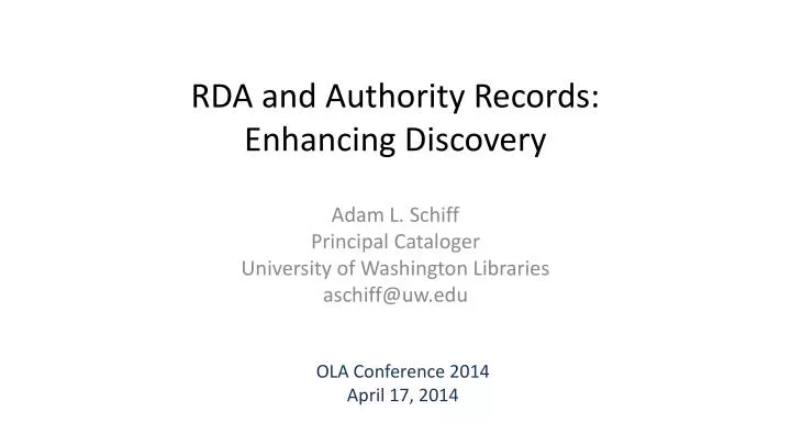 rda and authority records enhancing discovery