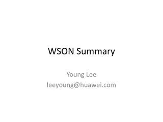 WSON Summary