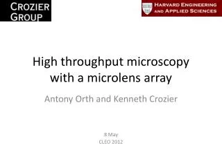 High throughput microscopy with a microlens array