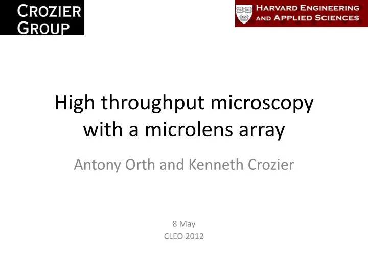 high throughput microscopy with a microlens array