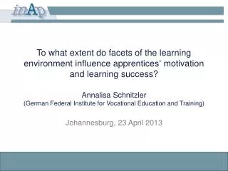 Annalisa Schnitzler ( German Federal Institute for Vocational Education and Training )