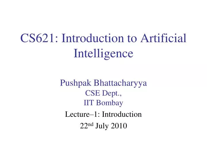 cs621 introduction to artificial intelligence
