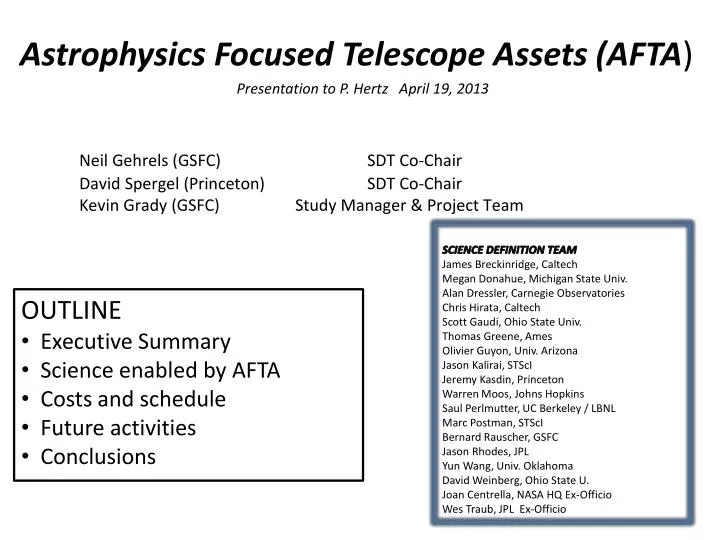 astrophysics focused telescope assets afta