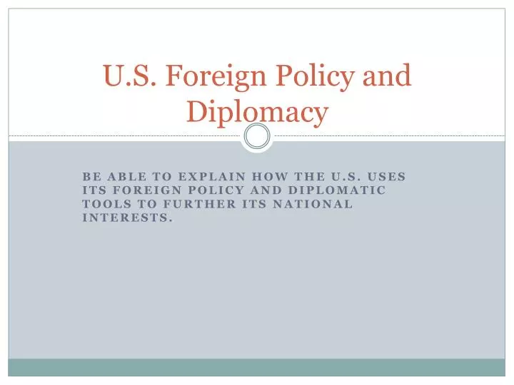 u s foreign policy and diplomacy