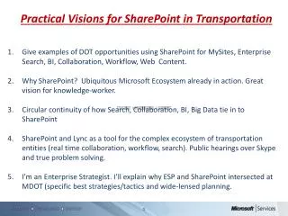 Practical Visions for SharePoint in Transportation