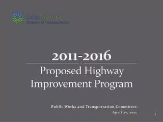 2011-2016 Proposed Highway Improvement Program