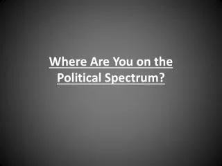 Where Are You on the Political Spectrum?
