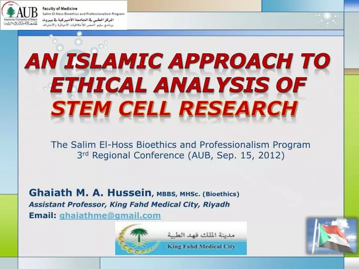 an islamic approach to ethical analysis of stem cell research