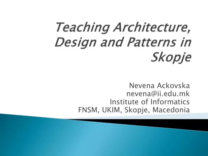 teaching architecture design and patterns in skopje