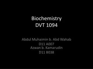 Biochemistry DVT 1094