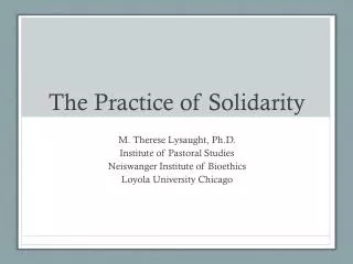 The Practice of Solidarity
