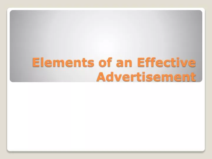 elements of an effective advertisement