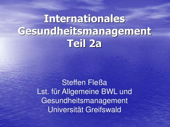 internationales gesundheitsmanagement teil 2a