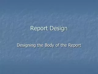 Report Design