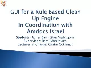 GUI for a Rule Based Clean Up Engine In Coordination with Amdocs Israel