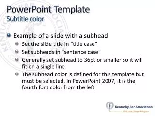 PowerPoint Template Subtitle color
