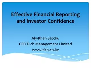 Effective Financial Reporting and Investor Confidence