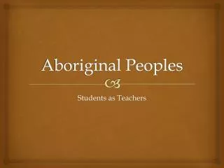 Aboriginal Peoples