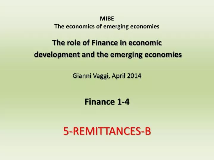 mibe the economics of emerging economies
