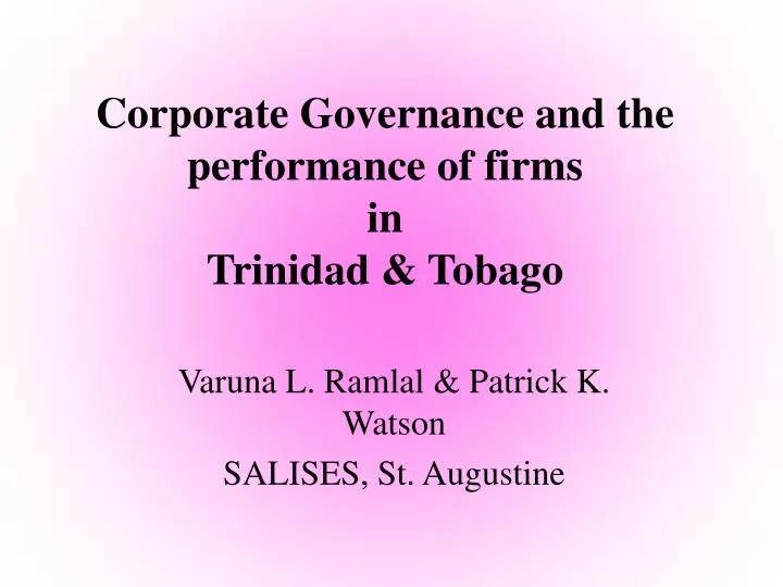 corporate governance and the performance of firms in trinidad tobago