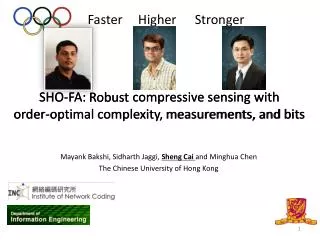 SHO-FA: Robust compressive sensing with order-optimal complexity, measurements, and bits
