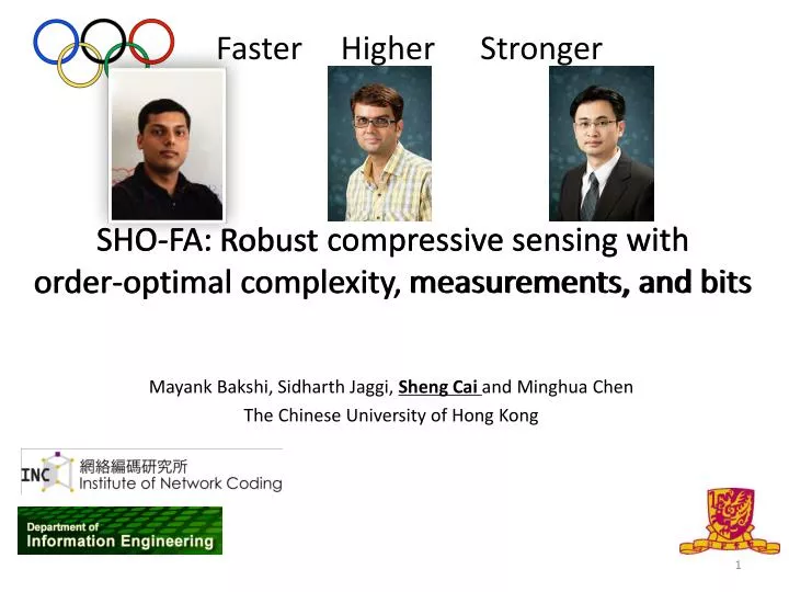 sho fa robust compressive sensing with order optimal complexity measurements and bits