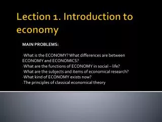 Lection 1. Introduction to economy