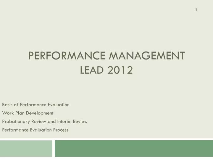 performance management lead 2012