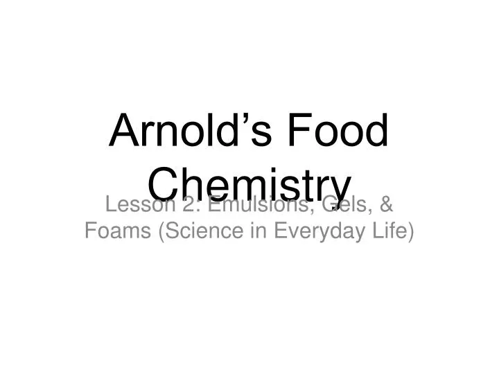 arnold s food chemistry