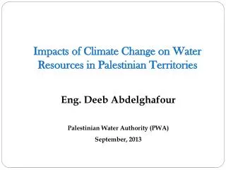 Impacts of Climate Change on Water Resources in Palestinian Territories