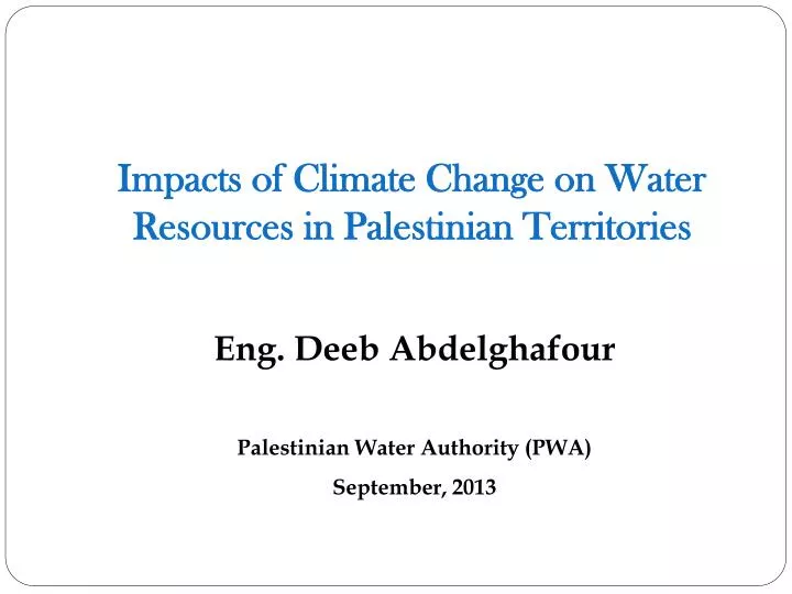 impacts of climate change on water resources in palestinian territories