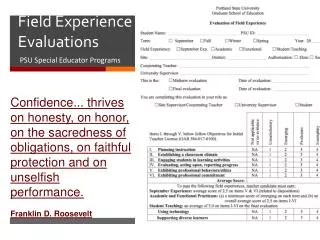 Field Experience Evaluations