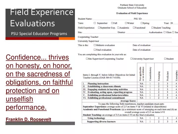 field experience evaluations